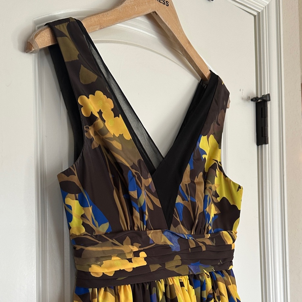 Moulinette Soeurs / anthropology Vibrant Yellow and Brown Floral Maxi Dress